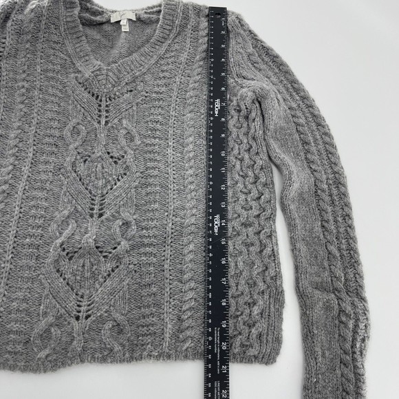 Joie V Neck Long Sleeve Chunky Sweater Solid Gray Alpaca Wool Blend Womens S - Picture 6 of 6